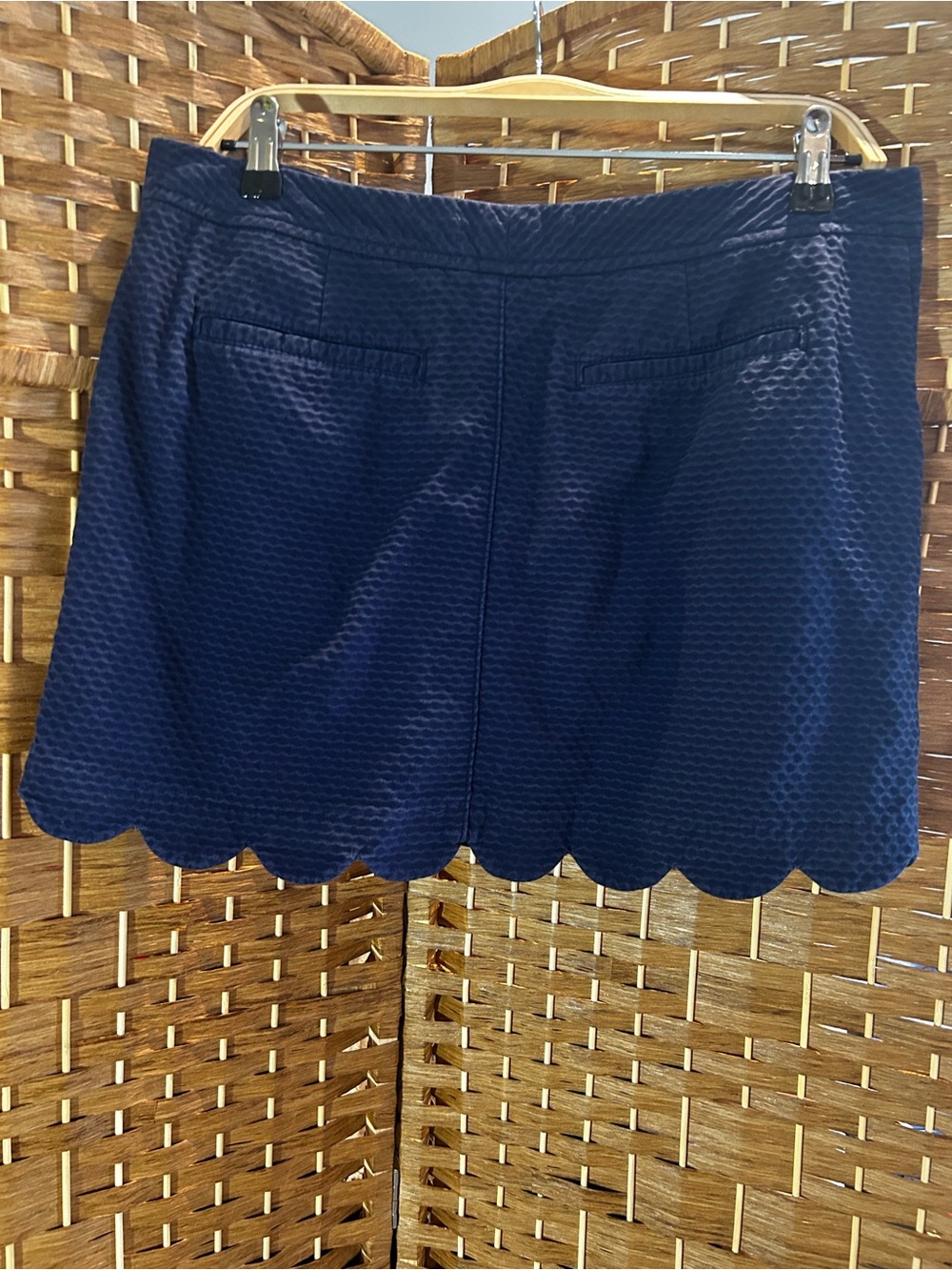 Lilly Pulitzer Navy Scallop Hem Skort Textured Cotton Preppy Golf Tennis Sz 10 - Picture 5 of 9